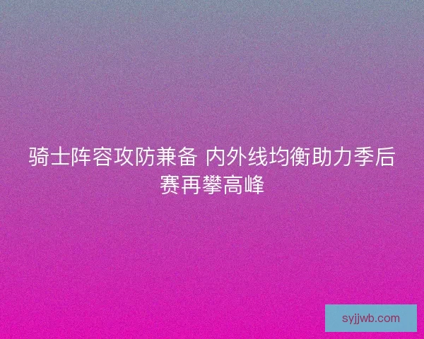 骑士阵容攻防兼备 内外线均衡助力季后赛再攀高峰