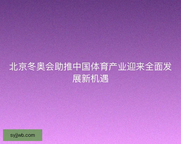 北京冬奥会助推中国体育产业迎来全面发展新机遇